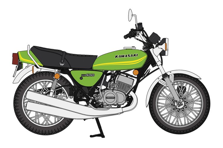 1:12 Hasegawa 21782 Kawasaki KH400-A5 1978 - Japanse Klassieke Motorfiets - Has21782 2 - HAS21782