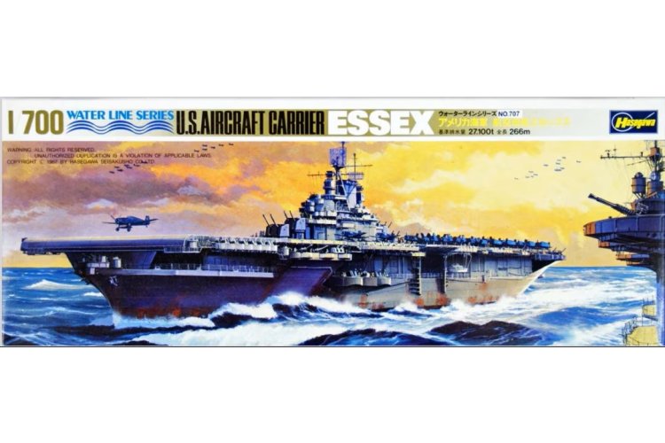 1:700 Hasegawa 44707 USS Essex CV-9 WWII - Essex-klasse - Water Line Series - Amerikaans Vliegdekschip - Has49707 1x - HAS49707