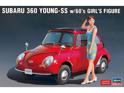 1:24 Hasegawa 52291 Subaru 360 Young-SS met Jaren 60 Vrouwenfiguur - Japanse Klassieke Auto - Has52291 1 - HAS52291