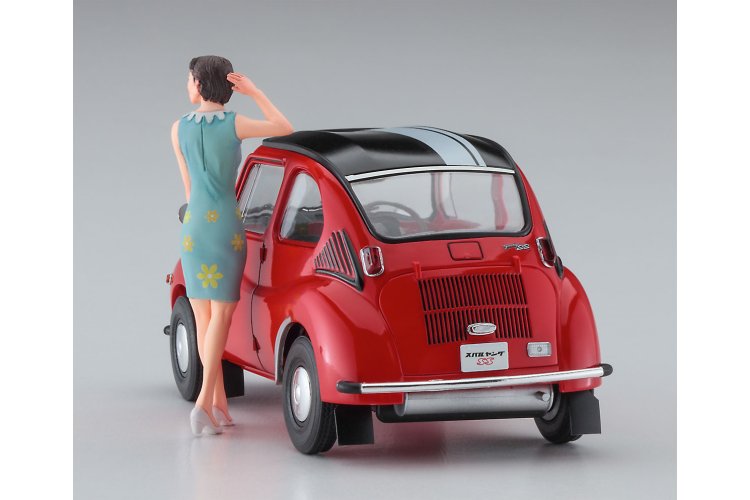 1:24 Hasegawa 52291 Subaru 360 Young-SS met Jaren 60 Vrouwenfiguur - Japanse Klassieke Auto - Has52291 3 - HAS52291
