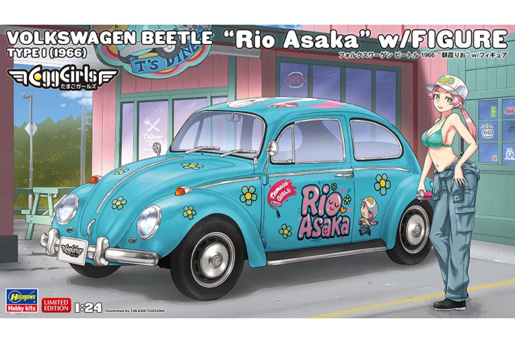 1:24 Hasegawa 52465 Egg Girls Volkswagen Beetle Type 1 - 1966 Rio Asaka with Figure &ndash; Car - Has52465 1 - HAS52465