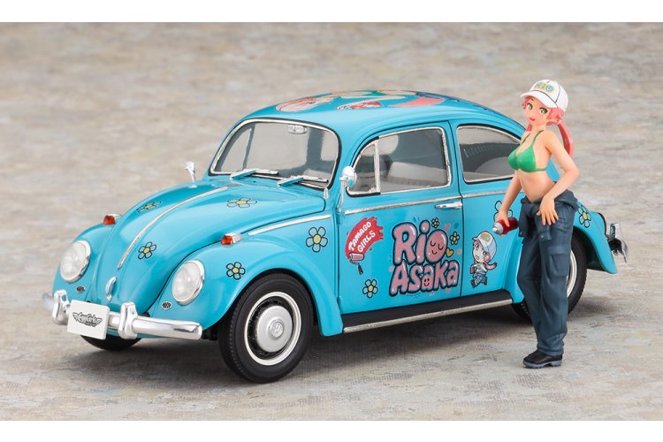 1:24 Hasegawa 52465 Egg Girls Volkswagen Beetle Type 1 - 1966 Rio Asaka met Figuur - Auto - Has52465 2x - HAS52465