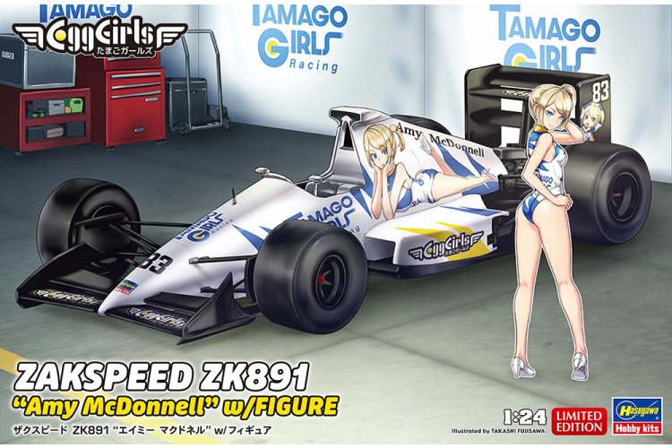 1:24 Hasegawa 52485 Egg Girls Zakspeed ZK891 met Amy McDonnell Figuur - Duitse Formule 1-auto - Has52485 1 - HAS52485