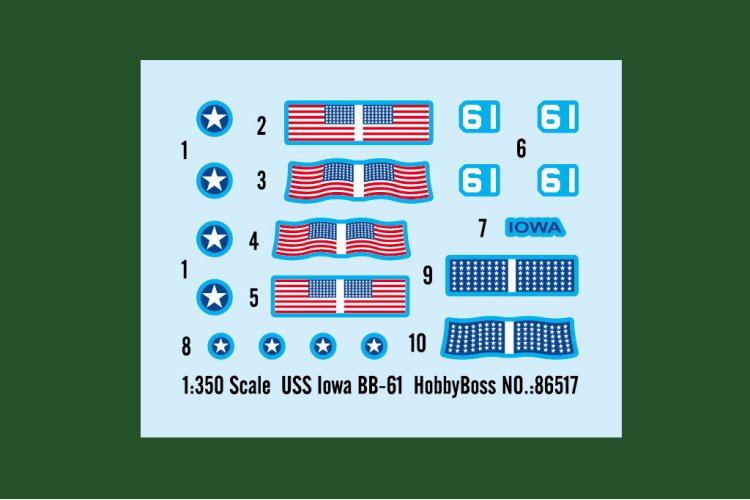 1:350 HobbyBoss 86517 Battleship USS Iowa BB-61 - Hbs86517 decals - HBS86517