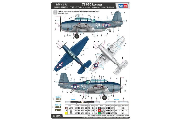 1:72 HobbyBoss 87275 Grumman TBF-1C Avenger WWII &ndash; American Propeller Aircraft - Hbs87275 6 - HBS87275