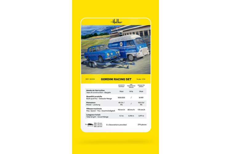 1:24 Heller 50328 Renault Gordini Racing Set - Busje - Auto - Aanhanger - Hel50328 6 - HEL50328