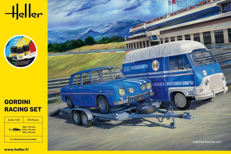 1:24 Heller 52328 Renault Gordini Racing Set - Busje - Auto - Aanhanger - Starter Kit - Hel52328 3 - HEL52328