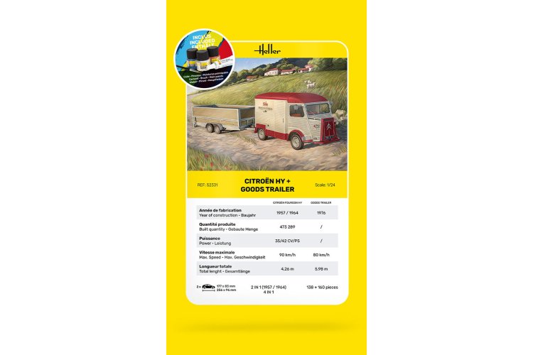 1:24 Heller 52331 Citro&euml;n HY Van with Goods Trailer - Starter Kit - Hel52331 7 - HEL52331