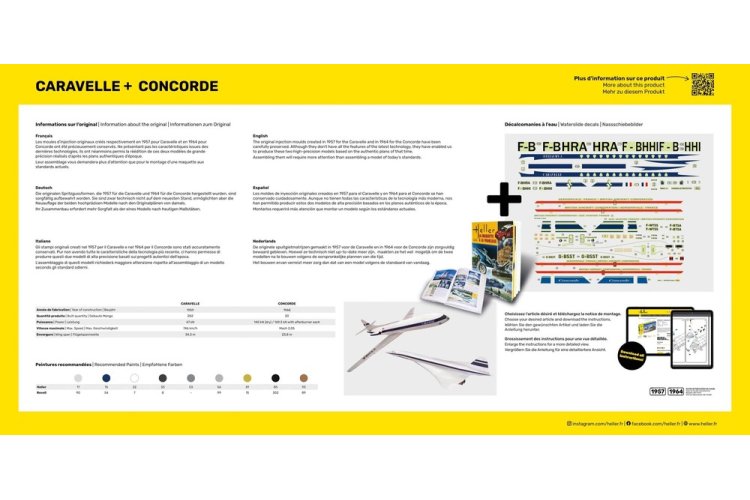 1:100 Heller 52333 Caravelle and Concorde Planes - Starter Kit - Hel52333 3 - HEL52333
