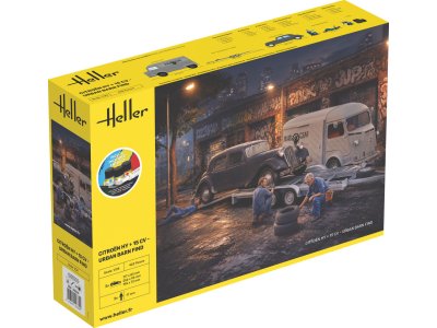 1:24 Heller 52335 Citro&euml;n HY & 15CV Urban Barn Find - 2 French Classic Cars with 3 Figures - Starter Kit - Hel52335 1 - HEL52335