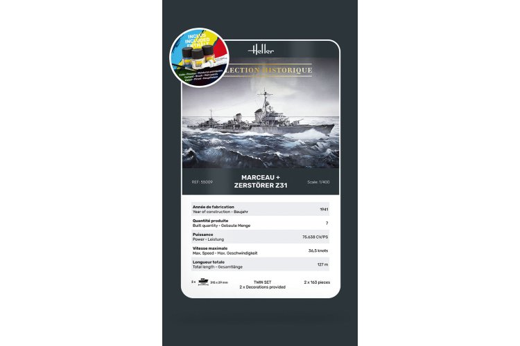 1:400 Heller 55009 Marceau + Zerst&ouml;rer Z31 - Twinset - Starter Kit - Hel55009 4 - HEL55009