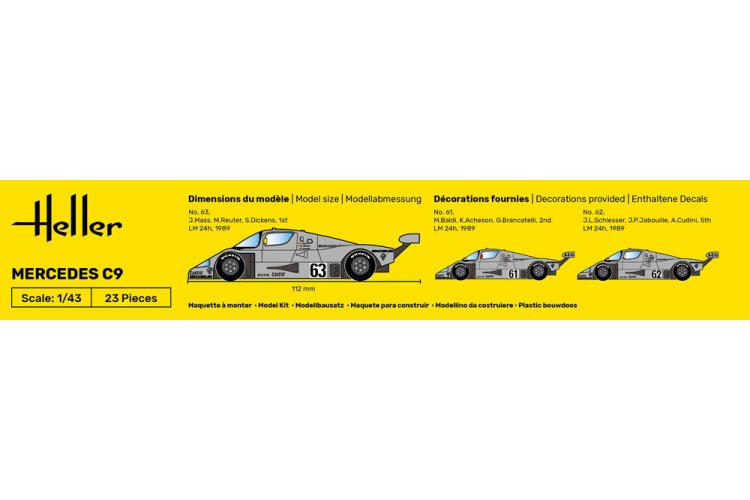 1:43 Heller 56107 Mercedes-Benz Sauber C9 - Duitse Raceauto - Starter Kit - Hel56107 5 - HEL56107