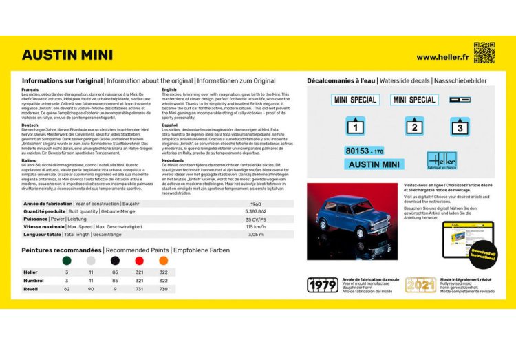 1:43 Heller 56153 Austin Mini Car - Starter Kit - Hel56153 2 - HEL56153