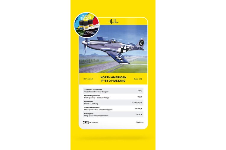 1:72 Heller 56268 North American P-51D Mustang - Amerikaans Jachtvliegtuig - Starter Kit - Hel56268 7 - HEL56268