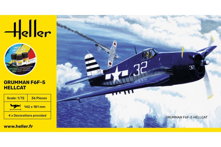 1:72 Heller 56272 Grumman F6F-5 Hellcat - Amerikaans Jachtvliegtuig - Starter Kit - Hel56272 3 - HEL56272