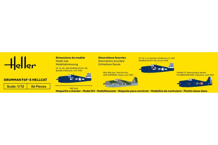 1:72 Heller 56272 Grumman F6F-5 Hellcat - Amerikaans Jachtvliegtuig - Starter Kit - Hel56272 5 - HEL56272