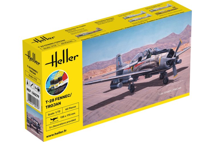 1:72 Heller 56279 T-28 Fennec/Trojan - Frans-Amerikaans Trainings- en Licht Aanvalsvliegtuig - Starter Kit - Hel56279 1 - HEL56279