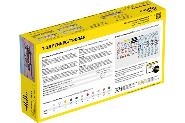 1:72 Heller 56279 T-28 Fennec/Trojan - Frans-Amerikaans Trainings- en Licht Aanvalsvliegtuig - Starter Kit - Hel56279 2 - HEL56279