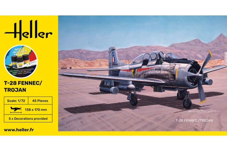 1:72 Heller 56279 T-28 Fennec/Trojan - Frans-Amerikaans Trainings- en Licht Aanvalsvliegtuig - Starter Kit - Hel56279 3 - HEL56279
