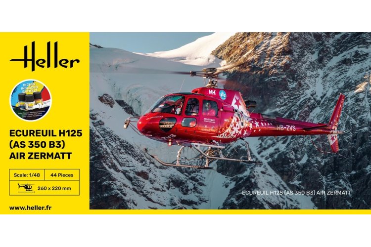 1:48 Heller 56490 Heli Ecureuil H125 - AS 350 B3 - Air Zermatt - Starter Kit - Hel56490 2 - HEL56490