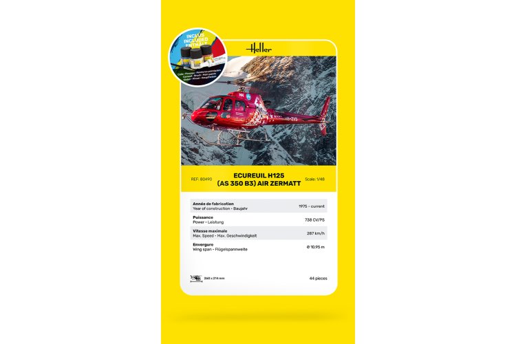 1:48 Heller 56490 Heli Ecureuil H125 - AS 350 B3 - Air Zermatt - Starter Kit - Hel56490 7 - HEL56490