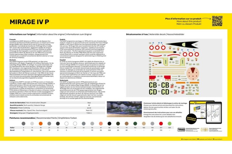 1:48 Heller 56493 Mirage IV P Plane - Starter Kit - Hel564934 - HEL56493