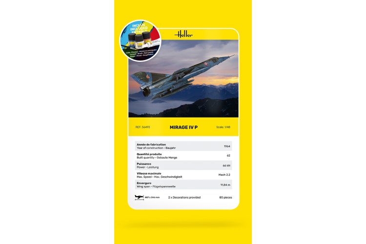 1:48 Heller 56493 Mirage IV P Plane - Starter Kit - Hel564936 - HEL56493