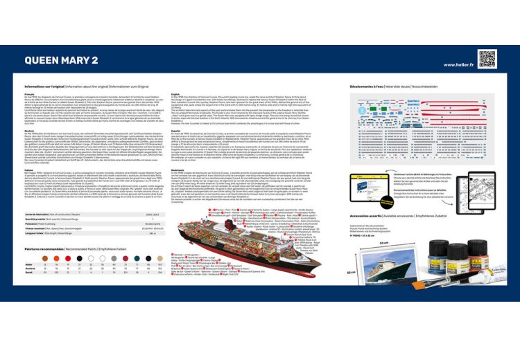 1:600 Heller 56626 Queen Mary 2 - Ship - Starter Kit - Hel56626 2 - HEL56626
