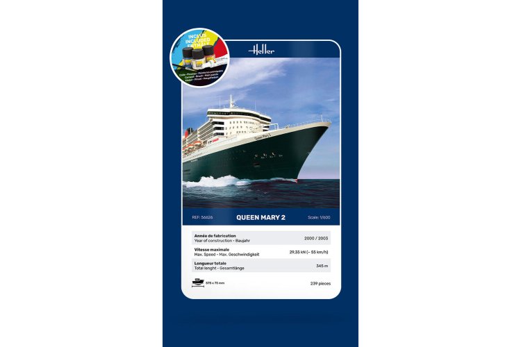 1:600 Heller 56626 Queen Mary 2 - Ship - Starter Kit - Hel56626 4 - HEL56626