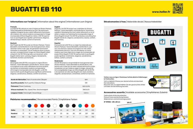 1:24 Heller 56738 Bugatti EB 110 Car - Starter Kit - Hel56738 2 - HEL56738