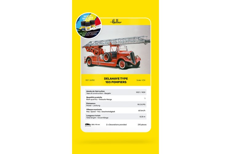 1:24 Heller 56780 Fire Truck Delahaye Type 103 - Pompiers - Starter Kit - Hel56780 7 - HEL56780