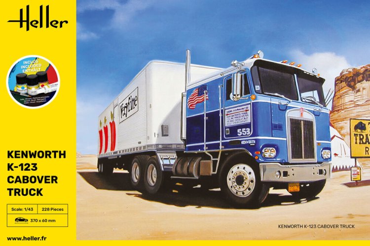 1:43 Heller 56793 Kenworth K-123 Cabover Truck - Amerikaanse Vrachtwagen - Starter Kit - Hel56793 3 - HEL56793