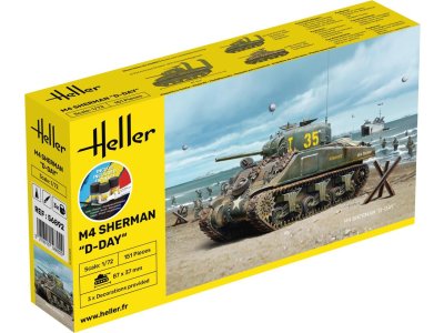 1:72 Heller 56892 M4 Sherman D-Day - Amerikaanse Middelzware Tank - Starter Kit - Hel56892 1 - HEL56892