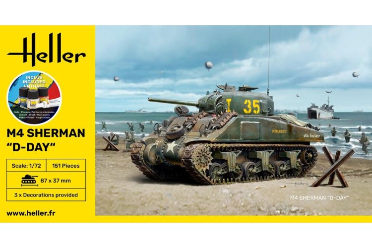 1:72 Heller 56892 M4 Sherman D-Day &ndash; American Medium Tank &ndash; Starter Kit - Hel56892 3 - HEL56892