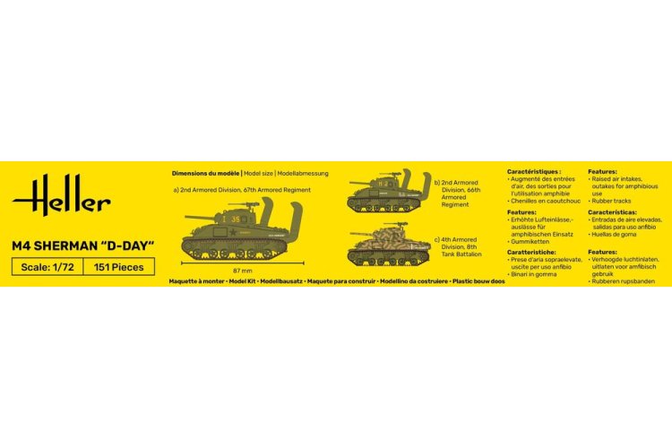 1:72 Heller 56892 M4 Sherman D-Day &ndash; American Medium Tank &ndash; Starter Kit - Hel56892 5 - HEL56892
