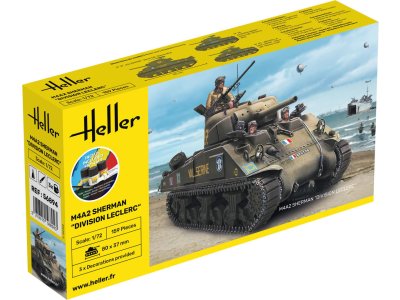 1:72 Heller 56894 M4A2 Sherman Division Leclerc - Franse Middelzware Tank - Starter Kit - Hel56894 1 - HEL56894