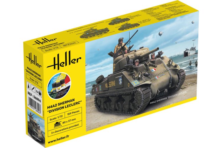 1:72 Heller 56894 M4A2 Sherman Division Leclerc - Franse Middelzware Tank - Starter Kit - Hel56894 1 - HEL56894