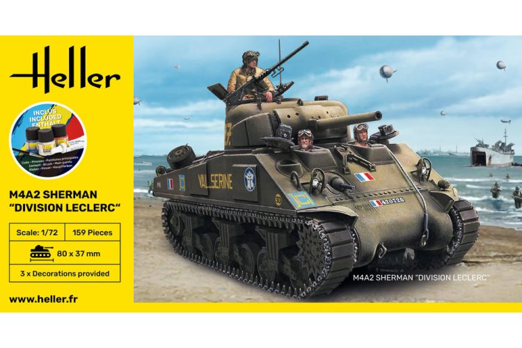 1:72 Heller 56894 M4A2 Sherman Division Leclerc - Franse Middelzware Tank - Starter Kit - Hel56894 3 - HEL56894