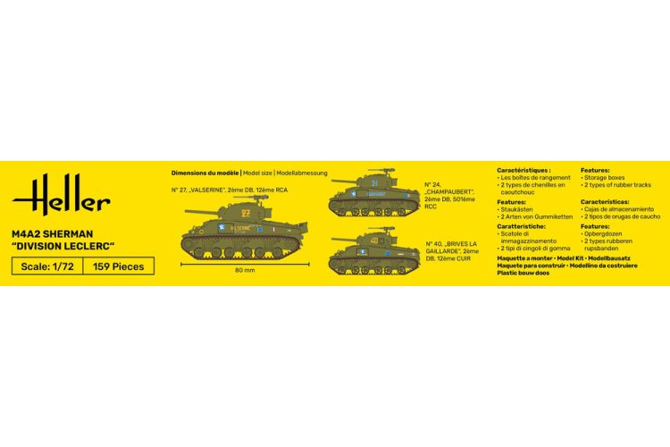 1:72 Heller 56894 M4A2 Sherman Division Leclerc - Franse Middelzware Tank - Starter Kit - Hel56894 5 - HEL56894