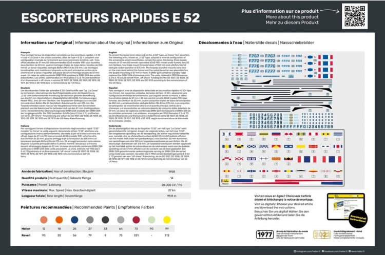 1:400 Heller 57094 Escorteurs Rapides E 52 Collection Historique - 2 Fregat Schepen - Starter Kit - Hel57094 4 - HEL57094