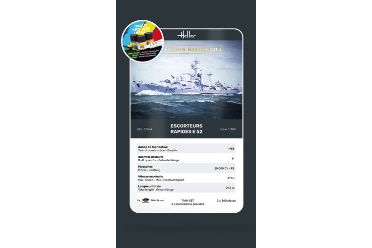 1:400 Heller 57094 Escorteurs Rapides E 52 Collection Historique - 2 Fregat Schepen - Starter Kit - Hel57094 7 - HEL57094