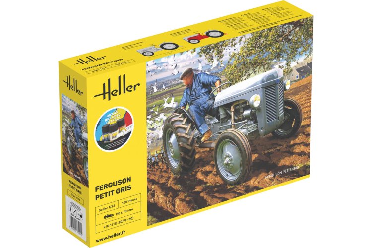 1:24 Heller 57401 Ferguson TE-20/FF-30 Petit Gris - 2 Bouwopties - Landbouwvoertuig - Starter Kit - Hel57401 1 - HEL57401