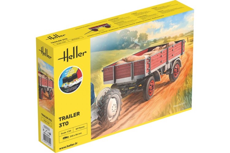 1:24 Heller 57410 - 3 Tons Trailer - Aanhanger - Starter Kit - Hel57410 1 - HEL57410
