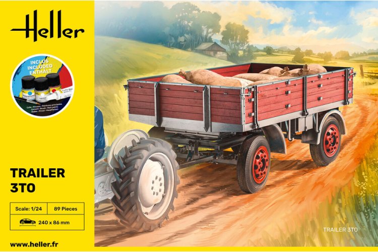 1:24 Heller 57410 - 3 Tons Trailer - Aanhanger - Starter Kit - Hel57410 3 - HEL57410