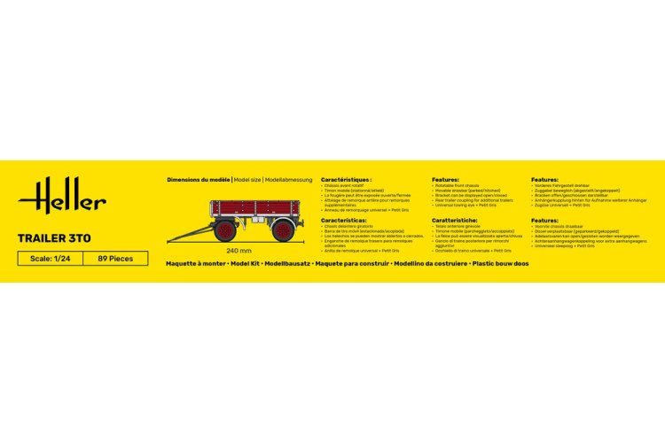 1:24 Heller 57410 - 3 Tons Trailer - Aanhanger - Starter Kit - Hel57410 5 - HEL57410