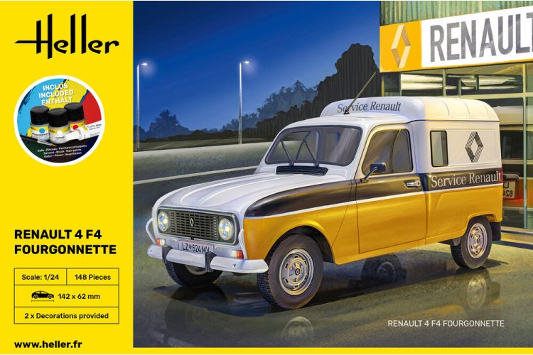 1:24 Heller 58700 Renault 4 F4 Fourgonnette - Franse Klassieke Bestelwagen - Starter Kit - Hel58700 7 - HEL58700