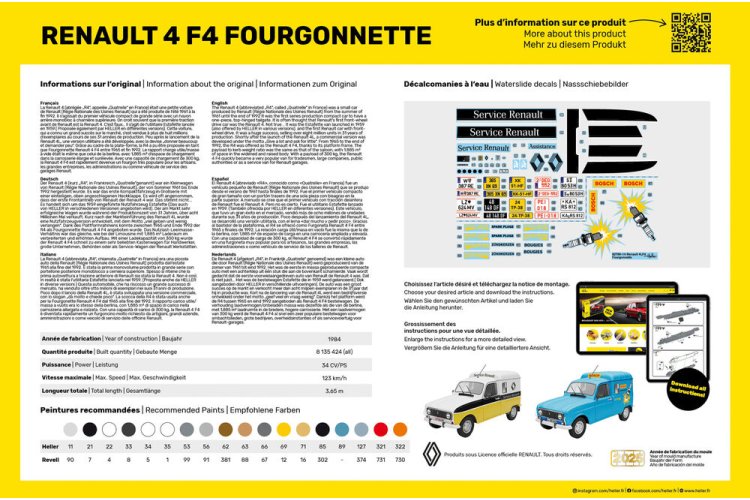 1:24 Heller 58700 Renault 4 F4 Fourgonnette - Franse Klassieke Bestelwagen - Starter Kit - Hel58700 8 - HEL58700