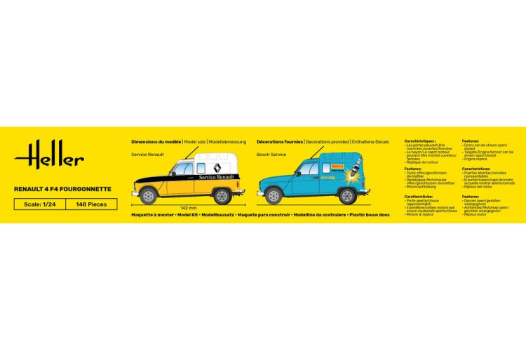 1:24 Heller 58700 Renault 4 F4 Fourgonnette - Franse Klassieke Bestelwagen - Starter Kit - Hel58700 9 - HEL58700