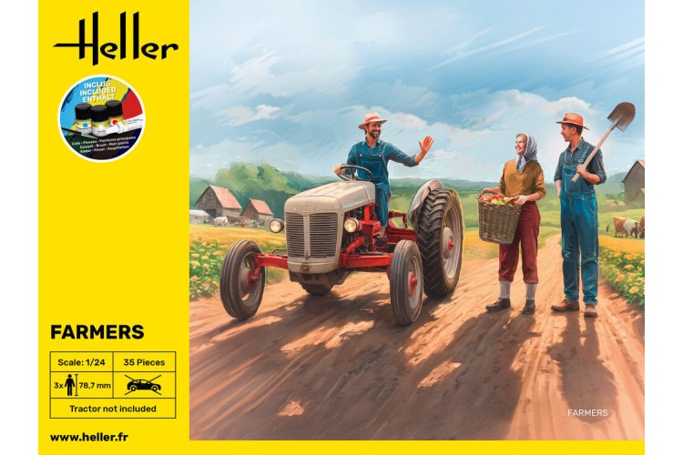 1:24 Heller 58752 Boeren voor Diorama - 3 Figuren - Starter Kit - Hel58752 3 - HEL58752