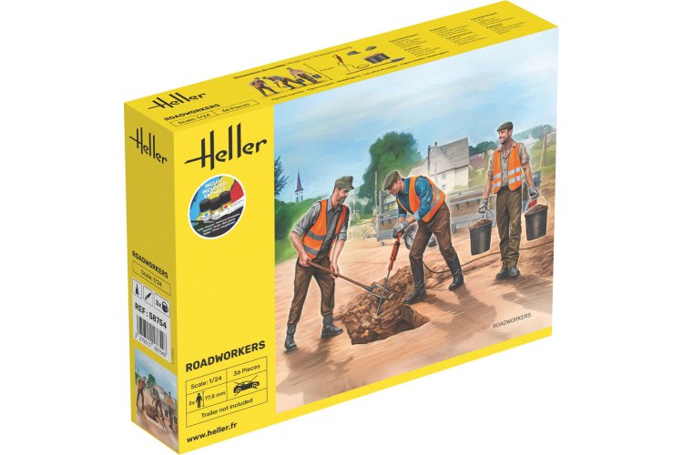 1:24 Heller 58754 Wegwerkers voor Diorama - 3 Figuren - 77,8mm - Starter Kit - Hel58754 1 - HEL58754